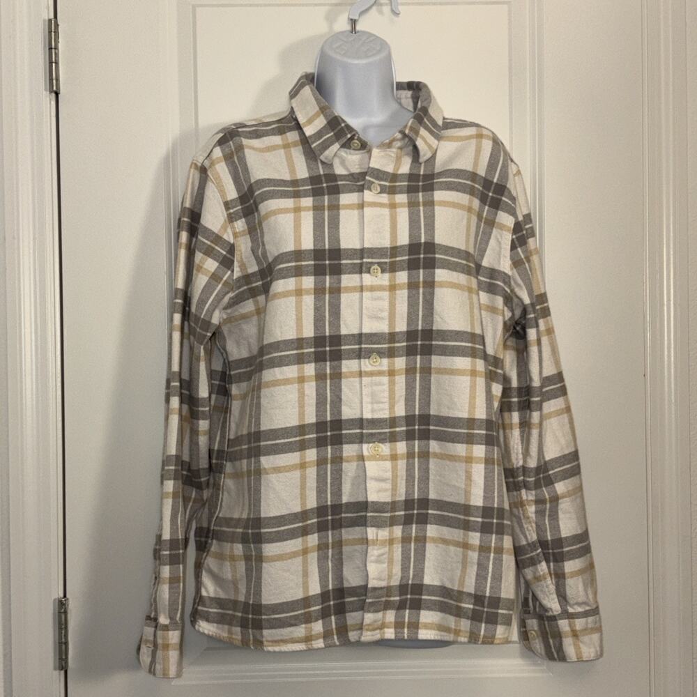 Holster Women’s Medium White Gray Plaid Flannel Long Sleeved Button Down